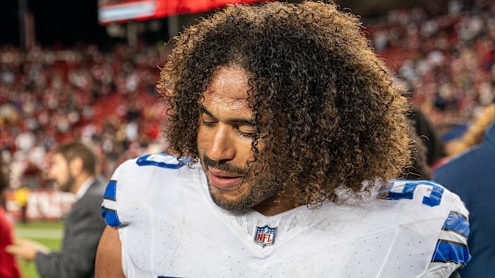 Oct 27, 2024; Santa Clara, California, USA; after the game San Francisco 49ers linebacker Fred Warner (54) and Dallas Cowboys linebacker Eric Kendricks (50) shake hands at Levi's Stadium. Mandatory Credit: Neville E. Guard-Imagn Images
