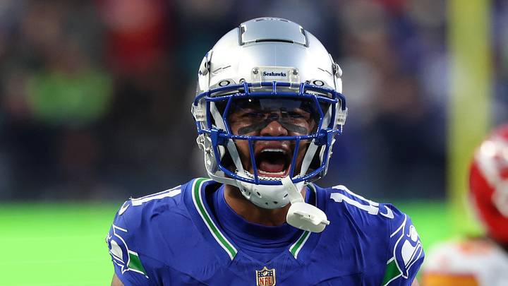 Seattle Seahawks wide receiver Jaxon Smith-Njigba (11) reacts after a play against the Kansas City Chiefs