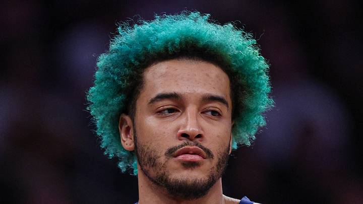  New York, New York, USA; New York Knicks forward Jeremy Sochan (20) reacts during the second half against the Washington Wizards at Madison Square Garden on Mar 22, 2026.