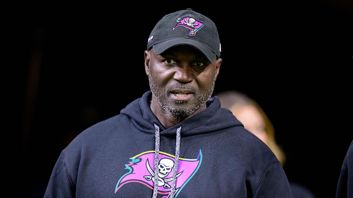 Oct 13, 2024; New Orleans, Louisiana, USA; Tampa Bay Buccaneers head coach Todd Bowles arrives before a game against the New Orleans Saints at Caesars Superdome. Mandatory Credit: Matthew Hinton-Imagn Images Oct 13, 2024; New Orleans, Louisiana, USA; Tampa Bay Buccaneers head coach Todd Bowles arrives before a game against the New Orleans Saints at Caesars Superdome. Mandatory Credit: Matthew Hinton-Imagn Images