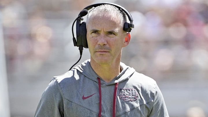 Sep 14, 2024; Tallahassee, Florida, USA; Florida State Seminoles head coach Mike Norvell looks on during the first half against the Memphis Tigers at Doak S. Campbell Stadium. Mandatory Credit: Melina Myers-Imagn Images Sep 14, 2024; Tallahassee, Florida, USA; Florida State Seminoles head coach Mike Norvell looks on during the first half against the Memphis Tigers at Doak S. Campbell Stadium. Mandatory Credit: Melina Myers-Imagn Images