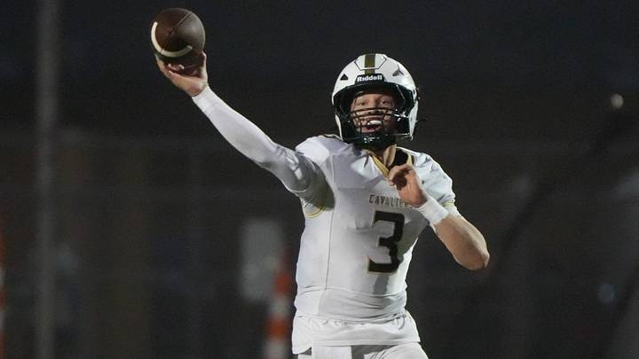 Jefferson quarterback Cason Mediger (3) had a big night in leading his team past Brandon Valley in a South Dakota showdown. Jefferson quarterback Cason Mediger (3) had a big night in leading his team past Brandon Valley in a South Dakota showdown.