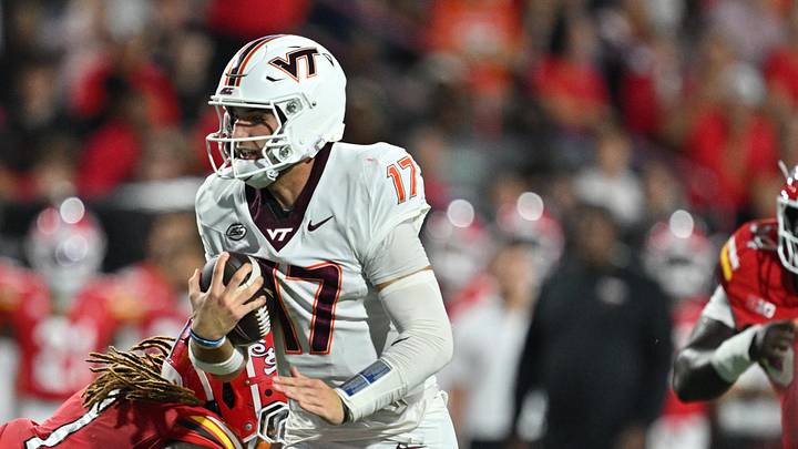 Sep 19, 2026; College Park, Md.; Virginia Tech quarterback Ethan Grunkemeyer (17) runs for the end zone in the first half against Maryland. Sep 19, 2026; College Park, Md.; Virginia Tech quarterback Ethan Grunkemeyer (17) runs for the end zone in the first half against Maryland.