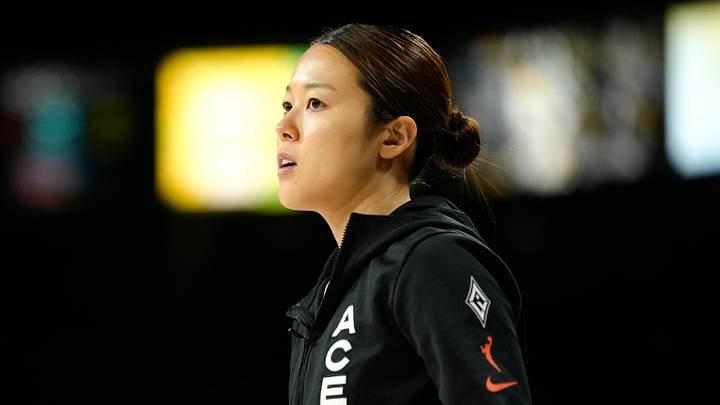 Las Vegas, Nevada, USA; Las Vegas Aces guard Mai Yamamoto (18) warms up prior to a WNBA basketball game against the Toronto Tempo at Michelob Ultra Arena on August 28, 2026. Las Vegas, Nevada, USA; Las Vegas Aces guard Mai Yamamoto (18) warms up prior to a WNBA basketball game against the Toronto Tempo at Michelob Ultra Arena on August 28, 2026.