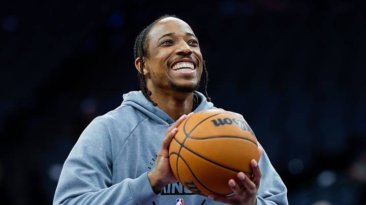 Mar 19, 2026; Sacramento, California, USA; Sacramento Kings guard DeMar DeRozan (10) warms up before the game against the Philadelphia 76ers at Golden 1 Center. Mandatory Credit: Sergio Estrada-Imagn Images