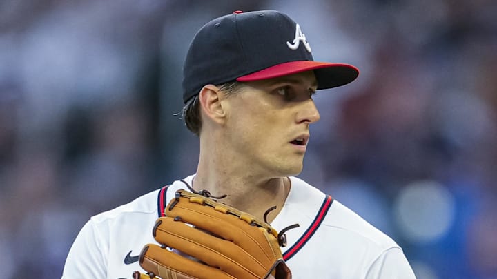 Sep 18, 2023; Cumberland, Georgia, USA; Atlanta Braves starting pitcher Kyle Wright (30) pitches against the Philadelphia Phillies during the first inning at Truist Park. Mandatory Credit: Dale Zanine-Imagn Images Sep 18, 2023; Cumberland, Georgia, USA; Atlanta Braves starting pitcher Kyle Wright (30) pitches against the Philadelphia Phillies during the first inning at Truist Park. Mandatory Credit: Dale Zanine-Imagn Images