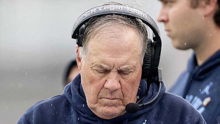 Aug 29, 2026; Dublin, Co. Dublin, IRL; North Carolina Tar Heels head coach Bill Belichick against the TCU Horned Frogs in the first half at Aviva Stadium. Mandatory Credit: Laszlo Geczo-Imagn Images Aug 29, 2026; Dublin, Co. Dublin, IRL; North Carolina Tar Heels head coach Bill Belichick against the TCU Horned Frogs in the first half at Aviva Stadium. Mandatory Credit: Laszlo Geczo-Imagn Images