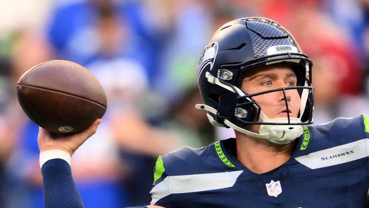 Seattle Seahawks quarterback Drew Lock throws during the first quarter against the New England Patriots. Seattle Seahawks quarterback Drew Lock throws during the first quarter against the New England Patriots.