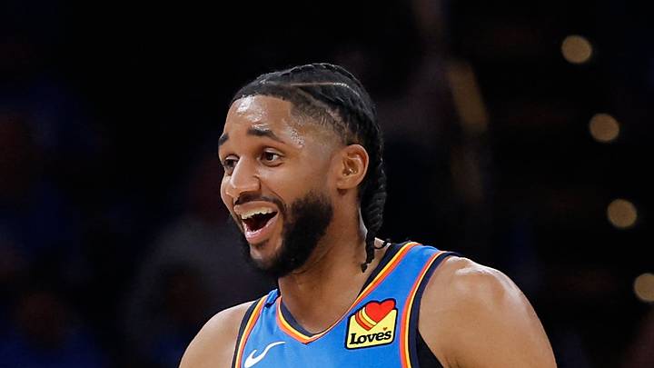 Apr 19, 2026; Oklahoma City, Oklahoma, USA; Oklahoma City Thunder guard Isaiah Joe (11) celebrates with Oklahoma City Thunder guard Jared McCain (3) after a play against the Phoenix Suns in the second half during game one of the first round of the 2026 NBA Playoffs at Paycom Center. Mandatory Credit: Alonzo Adams-Imagn Images Apr 19, 2026; Oklahoma City, Oklahoma, USA; Oklahoma City Thunder guard Isaiah Joe (11) celebrates with Oklahoma City Thunder guard Jared McCain (3) after a play against the Phoenix Suns in the second half during game one of the first round of the 2026 NBA Playoffs at Paycom Center. Mandatory Credit: Alonzo Adams-Imagn Images
