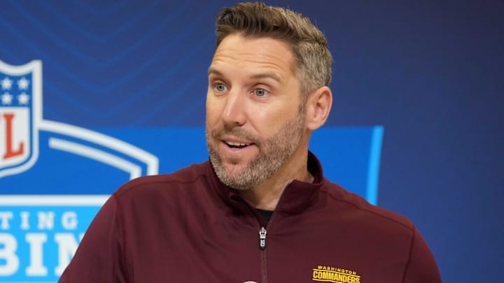 Washington Commanders general manager Adam Peters Mandatory Credit: Kirby Lee-Imagn Images