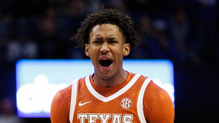 Jan 21, 2026; Lexington, Kentucky, USA; Texas Longhorns forward Dailyn Swain (3) celebrates after center Matas Vokietaitis (8) scores a basket during the first half against the Kentucky Wildcats at Rupp Arena at Central Bank Center. Mandatory Credit: Jordan Prather-Imagn Images Jan 21, 2026; Lexington, Kentucky, USA; Texas Longhorns forward Dailyn Swain (3) celebrates after center Matas Vokietaitis (8) scores a basket during the first half against the Kentucky Wildcats at Rupp Arena at Central Bank Center. Mandatory Credit: Jordan Prather-Imagn Images