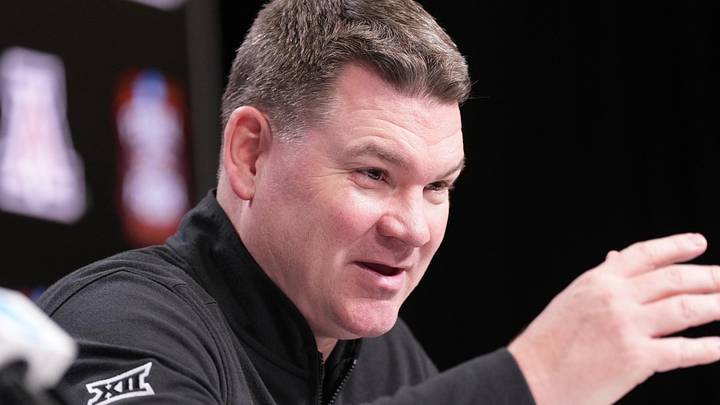 Apr 2, 2026; Indianapolis, IN, USA; Arizona head coach Tommy Lloyd during a press conference ahead of the Final Four of the men's 2026 NCAA Tournament at Lucas Oil Stadium. Mandatory Credit: Robert Deutsch-Imagn Images