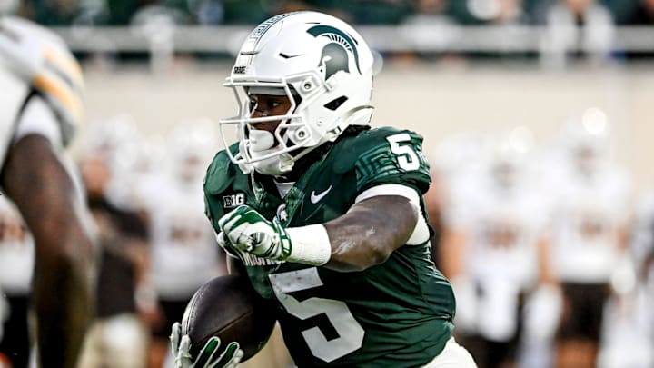 Michigan State's Makhi Frazier runs for a touchdown against Western Michigan during the second quarter on Friday, Aug. 29, 2025, in East Lansing. Michigan State's Makhi Frazier runs for a touchdown against Western Michigan during the second quarter on Friday, Aug. 29, 2025, in East Lansing.