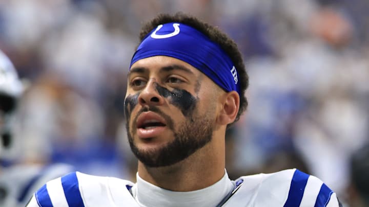 Michael Pittman of the Indianapolis Colts runs on the sidelines Michael Pittman of the Indianapolis Colts runs on the sidelines