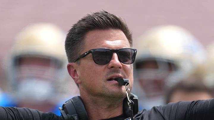 May 2, 2026; Pasadena, CA, USA; UCLA Bruins coach Bob Chesney reacts during the spring game at Rose Bowl. Mandatory Credit: Kirby Lee-Imagn Images May 2, 2026; Pasadena, CA, USA; UCLA Bruins coach Bob Chesney reacts during the spring game at Rose Bowl. Mandatory Credit: Kirby Lee-Imagn Images