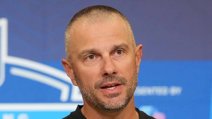 Las Vegas Raiders general manager John Spytek speaks at the NFL Scouting Combine. Las Vegas Raiders general manager John Spytek speaks at the NFL Scouting Combine.