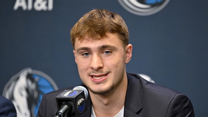 Jun 27, 2025; Dallas, TX, USA; Dallas Mavericks first overall pick Cooper Flagg speaks to the media during a press conference at the Dallas Mavericks Practice Facility. Mandatory Credit: Jerome Miron-Imagn Images Jun 27, 2025; Dallas, TX, USA; Dallas Mavericks first overall pick Cooper Flagg speaks to the media during a press conference at the Dallas Mavericks Practice Facility. Mandatory Credit: Jerome Miron-Imagn Images
