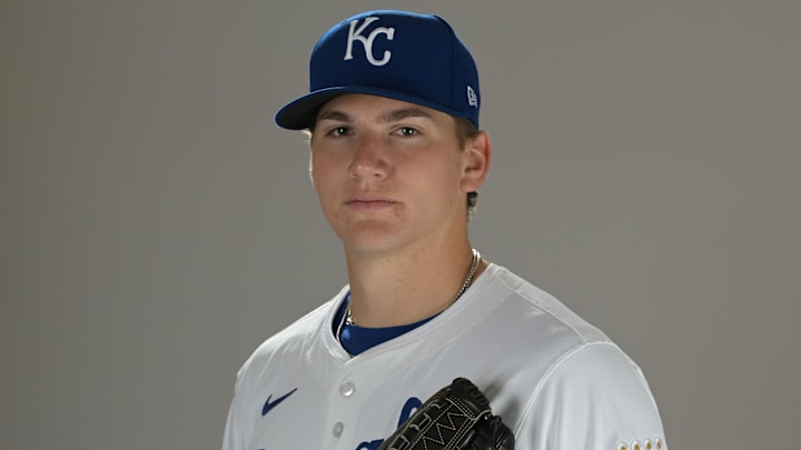 Feb 19, 2025; Surprise, AZ, USA; Kansas City Royals pitcher Ben Kudrna (59) poses for a photo during media day. Mandatory Credit: Jayne Kamin-Oncea-Imagn Images Feb 19, 2025; Surprise, AZ, USA; Kansas City Royals pitcher Ben Kudrna (59) poses for a photo during media day. Mandatory Credit: Jayne Kamin-Oncea-Imagn Images