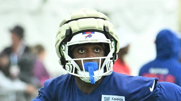 Jul 29, 2026; Rochester, NY, USA; Buffalo Bills wide receiver Trent Sherfield (81) runs a pass pattern during training camp at St. John Fisher University. Mandatory Credit: Mark Konezny-Imagn Images Jul 29, 2026; Rochester, NY, USA; Buffalo Bills wide receiver Trent Sherfield (81) runs a pass pattern during training camp at St. John Fisher University. Mandatory Credit: Mark Konezny-Imagn Images