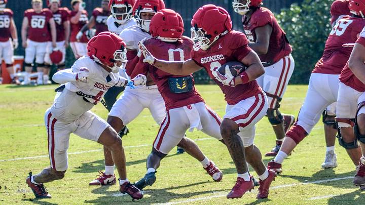 Oklahoma running back Lloyd Avant prepares to stiff arm a defender during practice during the spring. Oklahoma running back Lloyd Avant prepares to stiff arm a defender during practice during the spring.