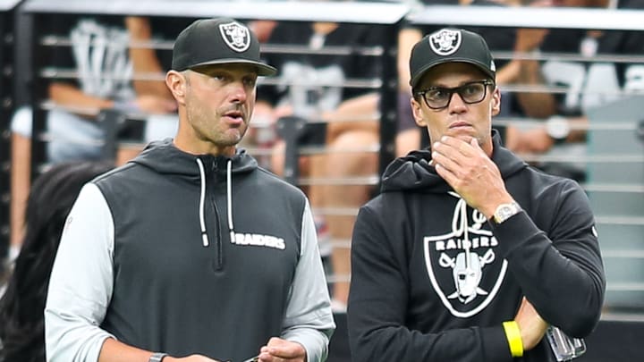 Las Vegas Raiders GM John Spytek, and minority owner Tom Brady