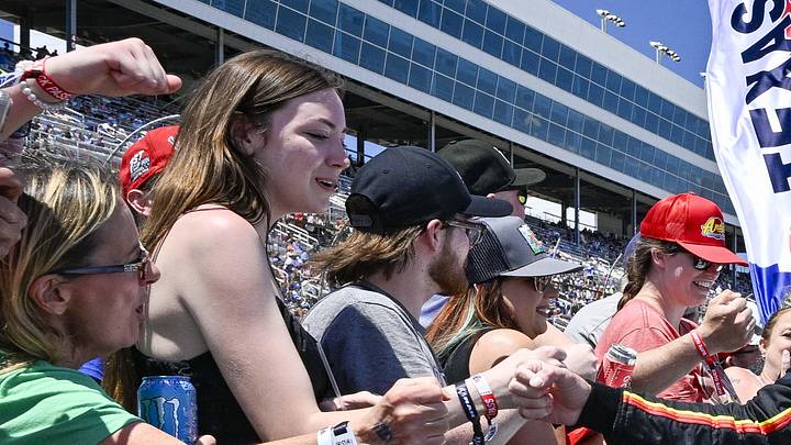 May 3, 2026; Fort Worth, Texas, USA; Team Penske driver Ryan Blaney (12) is introduced before the start of the 2026 Wurth 400 cup race at Texas Motor Speedway.