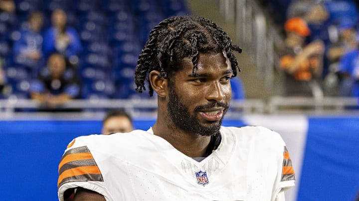 Sep 28, 2025; Detroit, Michigan, USA; Cleveland Browns quarterback Shedeur Sanders (12) warms up before the game against the Detroit Lions at Ford Field. Mandatory Credit: David Reginek-Imagn Images Sep 28, 2025; Detroit, Michigan, USA; Cleveland Browns quarterback Shedeur Sanders (12) warms up before the game against the Detroit Lions at Ford Field. Mandatory Credit: David Reginek-Imagn Images