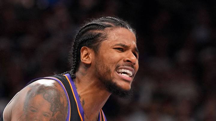 Phoenix Suns guard Jalen Green (4) reacts against the Milwaukee Bucks during the first half at Mortgage Matchup Center on March 21, 2026. Phoenix Suns guard Jalen Green (4) reacts against the Milwaukee Bucks during the first half at Mortgage Matchup Center on March 21, 2026.