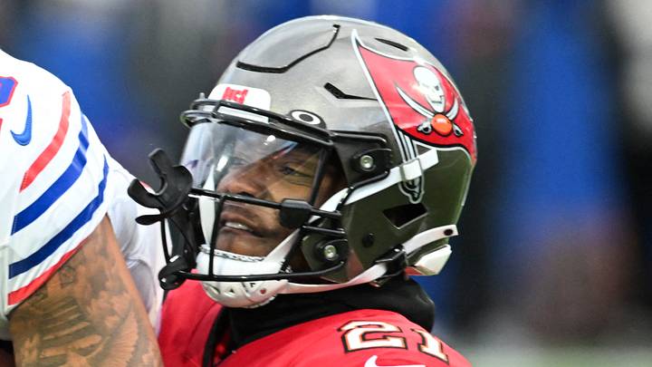 Nov 16, 2025; Orchard Park, New York, USA; Tampa Bay Buccaneers cornerback Benjamin Morrison (21) tackles Buffalo Bills wide receiver Gabe Davis (13) during the second half of the game at Highmark Stadium. Mandatory Credit: Mark Konezny-Imagn Images Nov 16, 2025; Orchard Park, New York, USA; Tampa Bay Buccaneers cornerback Benjamin Morrison (21) tackles Buffalo Bills wide receiver Gabe Davis (13) during the second half of the game at Highmark Stadium. Mandatory Credit: Mark Konezny-Imagn Images