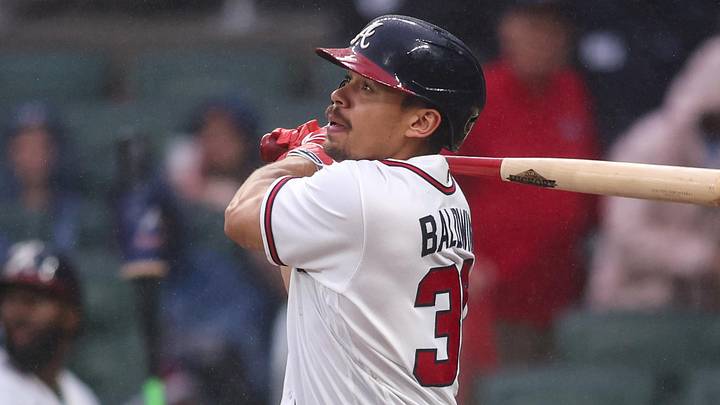 Jun 16, 2026; Atlanta, Georgia, USA; Atlanta Braves catcher Drake Baldwin (30) hits a home run against the San Francisco Giants in the first inning at Truist Park. Mandatory Credit: Brett Davis-Imagn Images
Jun 16, 2026; Atlanta, Georgia, USA; Atlanta Braves catcher Drake Baldwin (30) hits a home run against the San Francisco Giants in the first inning at Truist Park. Mandatory Credit: Brett Davis-Imagn Images