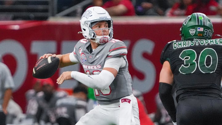 UNLV quarterback Anthony Colandrea stands in the pocket during the Rebels' bowl game last month against Ohio.