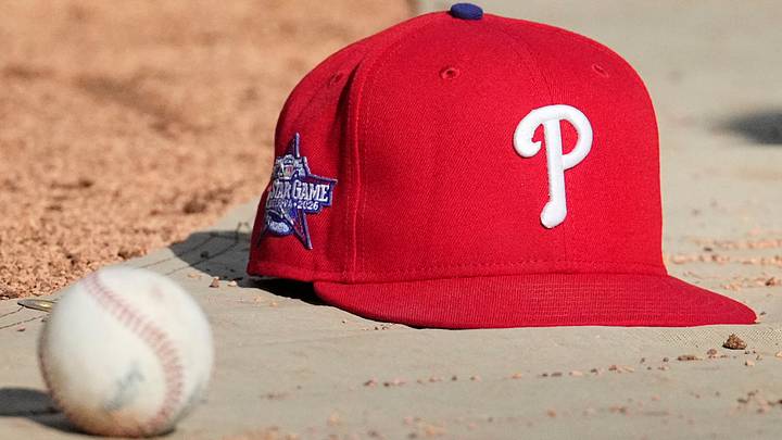 Jun 12, 2026; Milwaukee, Wisconsin, USA; Philadelphia Phillies hat on the field during batting practice before a game against the Milwaukee Brewers at American Family Field. Mandatory Credit: Michael McLoone-Imagn Images Jun 12, 2026; Milwaukee, Wisconsin, USA; Philadelphia Phillies hat on the field during batting practice before a game against the Milwaukee Brewers at American Family Field. Mandatory Credit: Michael McLoone-Imagn Images