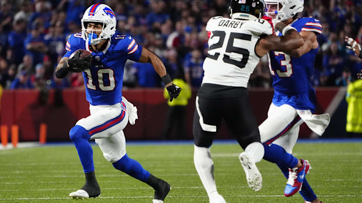 Buffalo Bills wide receiver Khalil Shakir runs after a catch against the Jacksonville Jaguars.