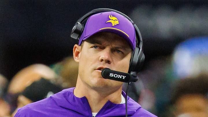 Minnesota Vikings head coach Kevin O'Connell looks on against the New Orleans Saints; Stephen Lew Minnesota Vikings head coach Kevin O'Connell looks on against the New Orleans Saints; Stephen Lew