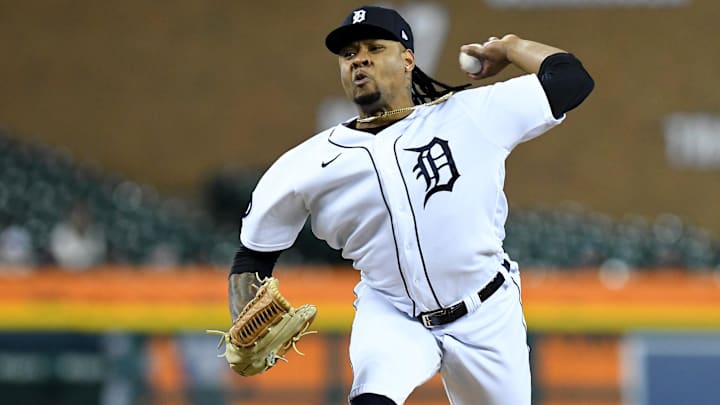 Sep 28, 2022; Detroit, Michigan, USA; Detroit Tigers relief pitcher Gregory Soto (65) throws a pitch against the Kansas City Royals in the ninth inning at Comerica Park