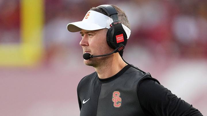 Aug 30, 2025; Los Angeles, California, USA; Southern California Trojans head coach Lincoln Riley watches from the sidelines against the Missouri State Bears in the first half at United Airlines Field at Los Angeles Memorial Coliseum. Mandatory Credit: Kirby Lee-Imagn Images Aug 30, 2025; Los Angeles, California, USA; Southern California Trojans head coach Lincoln Riley watches from the sidelines against the Missouri State Bears in the first half at United Airlines Field at Los Angeles Memorial Coliseum. Mandatory Credit: Kirby Lee-Imagn Images