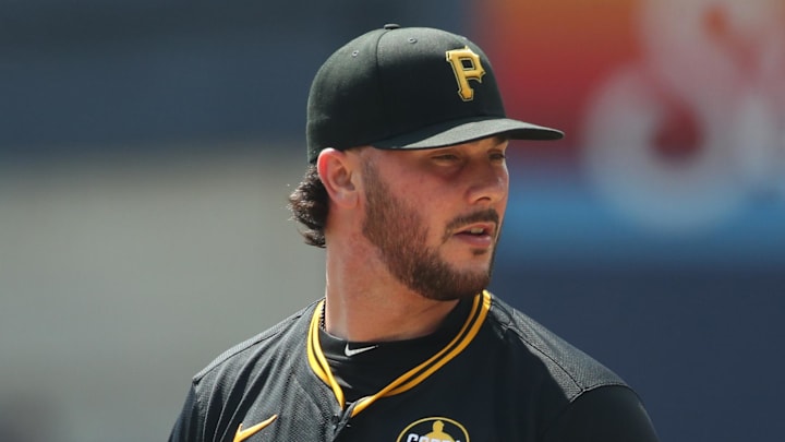Aug 24, 2025; Pittsburgh, Pennsylvania, USA;  Pittsburgh Pirates starting pitcher Paul Skenes (30) pitches against the Colorado Rockies during the second inning at PNC Park. Mandatory Credit: Charles LeClaire-Imagn Images