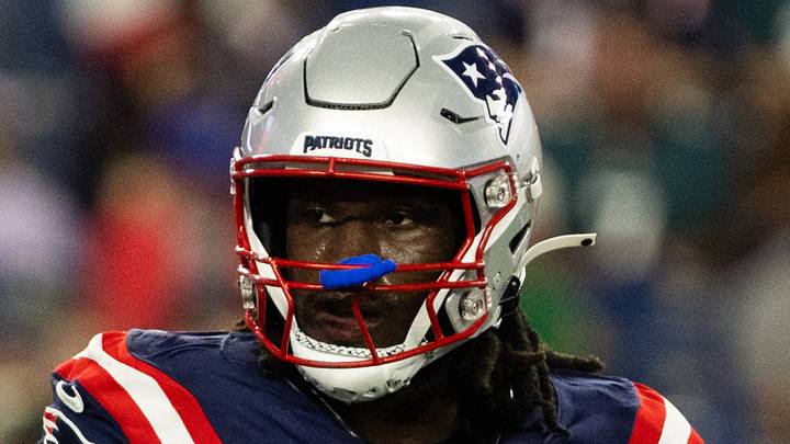 Aug 22, 2026; Foxborough, Massachusetts, USA; New England Patriots linebacker Gabe Jacas (50) in the first half against the Philadelphia Eagles at Gillette Stadium. Mandatory Credit: Edward Finan-Imagn Images