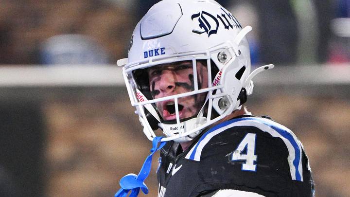 Former  Duke Blue Devils running back Anderson Castle celebrates a touchdown