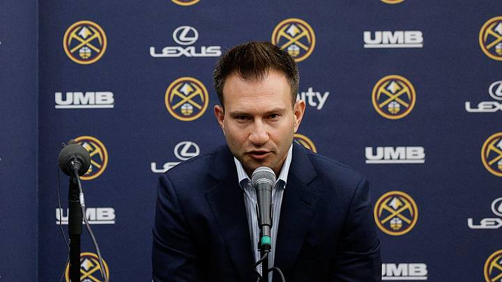 Sep 29, 2025; Denver, CO, USA; Denver Nuggets Executive Vice President of Player Personnel Jonathan Wallace (L) and Executive Vice President of Basketball Operations Ben Tenzer (R) address the media during media day at Ball Arena. Mandatory Credit: Isaiah J. Downing-Imagn Images Sep 29, 2025; Denver, CO, USA; Denver Nuggets Executive Vice President of Player Personnel Jonathan Wallace (L) and Executive Vice President of Basketball Operations Ben Tenzer (R) address the media during media day at Ball Arena. Mandatory Credit: Isaiah J. Downing-Imagn Images