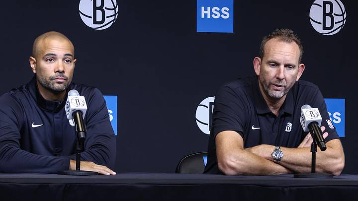 Sep 23, 2025; Brooklyn, NY, USA; Brooklyn Nets head coach Jordi Fernandez (l) and general manager Sean Marks (r) speak at Media Day. Mandatory Credit: Wendell Cruz-Imagn Images Sep 23, 2025; Brooklyn, NY, USA; Brooklyn Nets head coach Jordi Fernandez (l) and general manager Sean Marks (r) speak at Media Day. Mandatory Credit: Wendell Cruz-Imagn Images