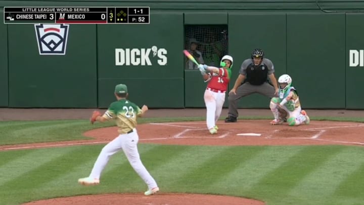 Chinese Taipei pitcher Chin Tse throws an 82 mph fastball against Mexico in the Little League World Series
