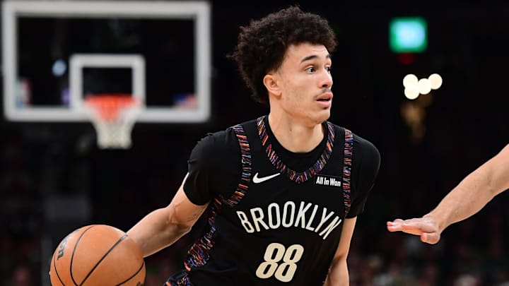 Feb 27, 2026; Boston, Massachusetts, USA; Brooklyn Nets guard Nolan Traore (88) controls the ball while Boston Celtics guard Derrick White (9) defends during the first half at TD Garden. Mandatory Credit: Bob DeChiara-Imagn Images Feb 27, 2026; Boston, Massachusetts, USA; Brooklyn Nets guard Nolan Traore (88) controls the ball while Boston Celtics guard Derrick White (9) defends during the first half at TD Garden. Mandatory Credit: Bob DeChiara-Imagn Images
