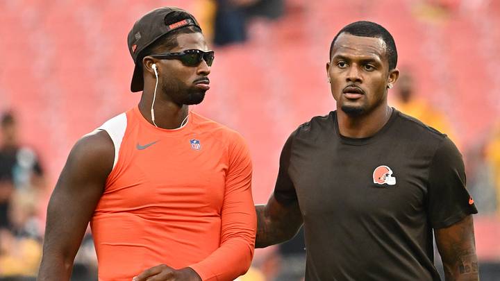 Oct 1, 2026; Cleveland, Ohio, USA; Cleveland Browns quarterback Shedeur Sanders (2) and quarterback Deshaun Watson (4) before the game at Huntington Bank Field. Mandatory Credit: Ken Blaze-Imagn Images Oct 1, 2026; Cleveland, Ohio, USA; Cleveland Browns quarterback Shedeur Sanders (2) and quarterback Deshaun Watson (4) before the game at Huntington Bank Field. Mandatory Credit: Ken Blaze-Imagn Images
