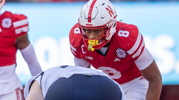 Nebraska defensive back DeShon Singleton prepares to defend the Michigan offense. Nebraska defensive back DeShon Singleton prepares to defend the Michigan offense.