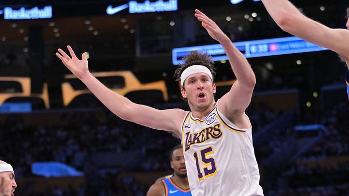 May 9, 2026; Los Angeles, California, USA; Los Angeles Lakers guard Austin Reaves (15) reacts after not getting a foul call on Oklahoma City Thunder center Isaiah Hartenstein (55) in the first half of game three of the second round of the 2026 NBA Playoffs at Crypto.com Arena. Mandatory Credit: Jayne Kamin-Oncea-Imagn Images May 9, 2026; Los Angeles, California, USA; Los Angeles Lakers guard Austin Reaves (15) reacts after not getting a foul call on Oklahoma City Thunder center Isaiah Hartenstein (55) in the first half of game three of the second round of the 2026 NBA Playoffs at Crypto.com Arena. Mandatory Credit: Jayne Kamin-Oncea-Imagn Images