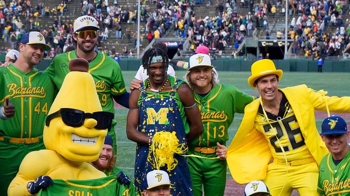 The Bananas celebrate their win as the Savannah Bananas visit Autzen Stadium in Eugene, Oregon on June 27, 2026. The Bananas celebrate their win as the Savannah Bananas visit Autzen Stadium in Eugene, Oregon on June 27, 2026.