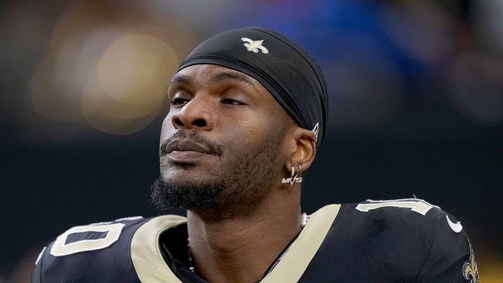 Wide receiver Marquez Valdes-Scantling with the New Orleans Saints in 2024; Matthew Hinton