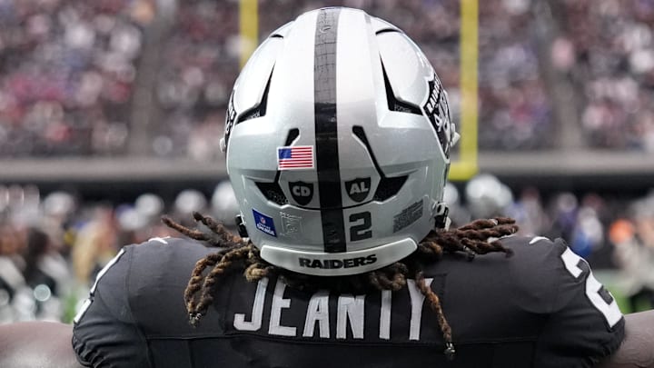Dec 28, 2025; Paradise, Nevada, USA; Las Vegas Raiders running back Ashton Jeanty (2) enters the field before the game against the New York Giants at Allegiant Stadium. Mandatory Credit: Kirby Lee-Imagn Images Dec 28, 2025; Paradise, Nevada, USA; Las Vegas Raiders running back Ashton Jeanty (2) enters the field before the game against the New York Giants at Allegiant Stadium. Mandatory Credit: Kirby Lee-Imagn Images