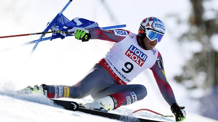Feb 5, 2015; Beaver Creek, CO, USA; Bode Miller of the United States during the men's Super G in the FIS alpine skiing world championships at Birds of Prey Racecourse. Mandatory Credit: Eric Bolte-Imagn Images
